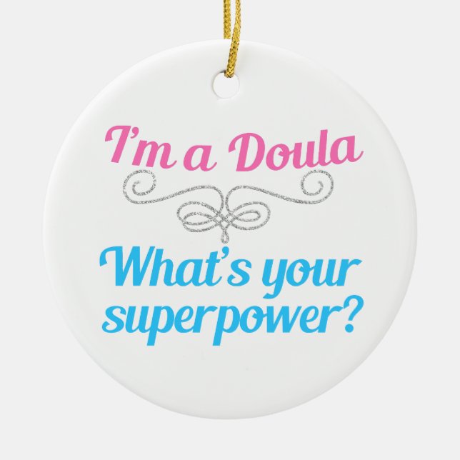 Cute Doula Superhero Ceramic Tree Decoration (Front)