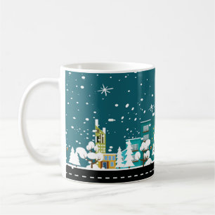 Cute Downtown Winter Scene in the Snow Coffee Mug