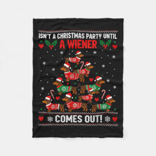 Cute Doxie Christmas Saying Funny Wiener Dog Humor Fleece Blanket