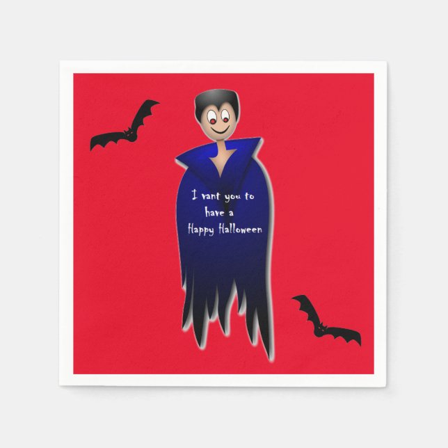 Cute Dracula Halloween Napkin (Front)