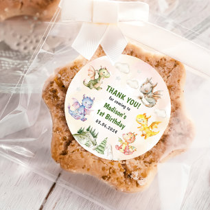 Cute Dragon 1st Birthday Party Classic Round Sticker