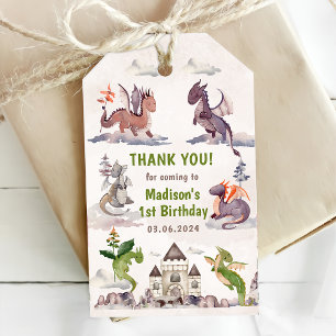 Cute Dragon 1st Birthday Party Gift Tags