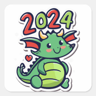 Cute Dragon 2024 Square Sticker