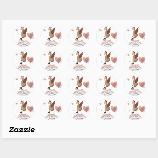 Cute dragon African american boys baby shower Classic Round Sticker (Sheet)