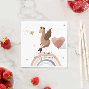 Cute dragon African american boys baby shower Napkin