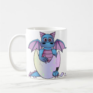 Cute Dragon Baby in Cracked Egg - Blue / Purple Coffee Mug