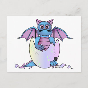 Cute Dragon Baby in Cracked Egg - Blue / Purple Postcard