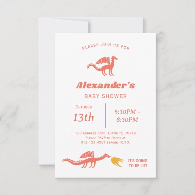 Cute Dragon Baby Shower Invitation (Front)