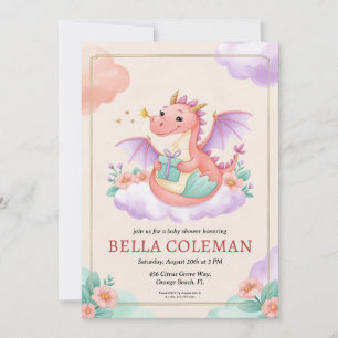 cute dragon baby shower invitations