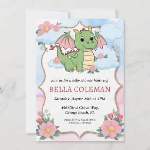 cute dragon baby shower invitations