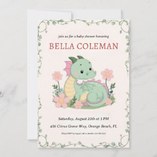 cute dragon baby shower invitations