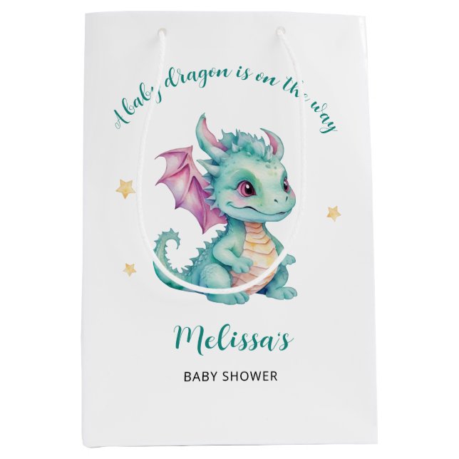 Cute Dragon Baby Shower Medium Gift Bag (Front)