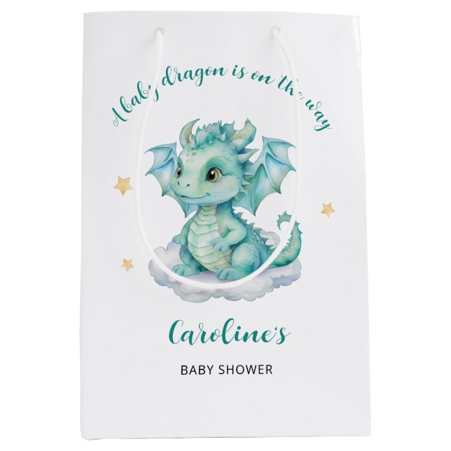Cute Dragon Baby Shower Medium Gift Bag (Front)