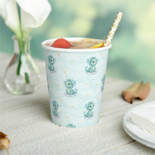 Cute Dragon Baby Shower Paper Cups