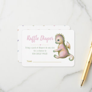 Cute Dragon Baby Shower Raffle Diaper. Enclosure Card