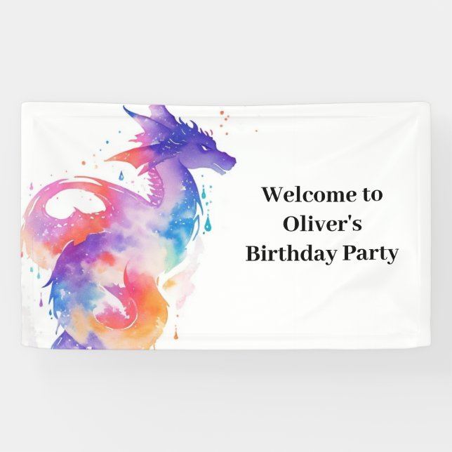 Cute Dragon Birthday Banner (Horizontal)