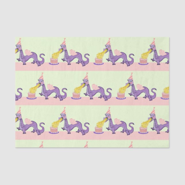Cute Dragon Birthday Tissue Paper (Front)