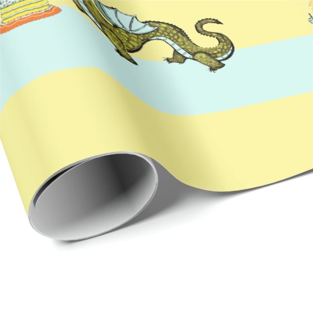 Cute Dragon Birthday Wrapping Paper (Roll Corner)