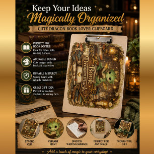Cute Dragon Book Lover Clipboard Fantasy Reading