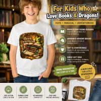 Cute Dragon Book Lover Kids T-Shirt | Fantasy Read