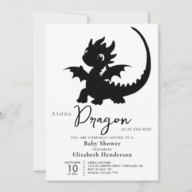 Cute Dragon Boy Baby Shower Invitation (Front)