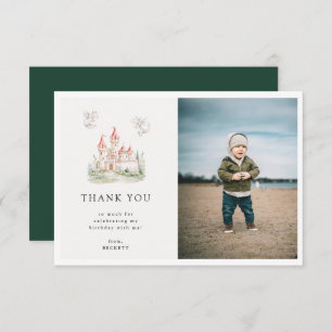 Cute Dragon Castle Theme Birthday Party Photo Thank You Card