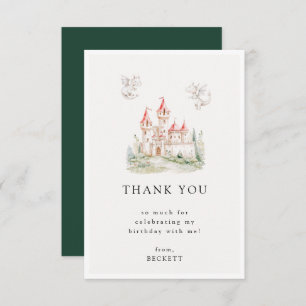 Cute Dragon Castle Theme Birthday Party Thank You Card