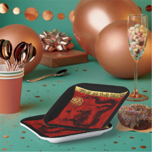 Cute Dragon Chinese Year 2024 Zodiac Birthday PP Paper Plate