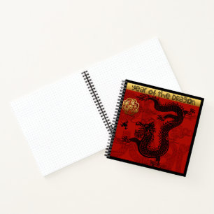 Cute Dragon Chinese Year Zodiac Birthday SqNB Notebook