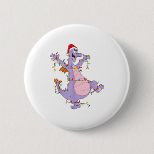 Cute Dragon Christmas Lights Santa Hat Animal Men 6 Cm Round Badge