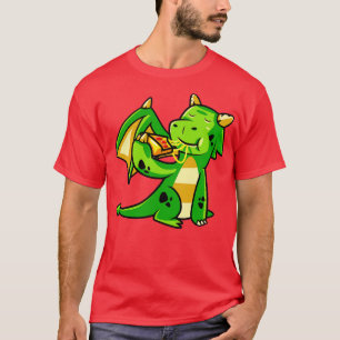 Cute Dragon Eats Pizza Mythical Creature Monster T-Shirt