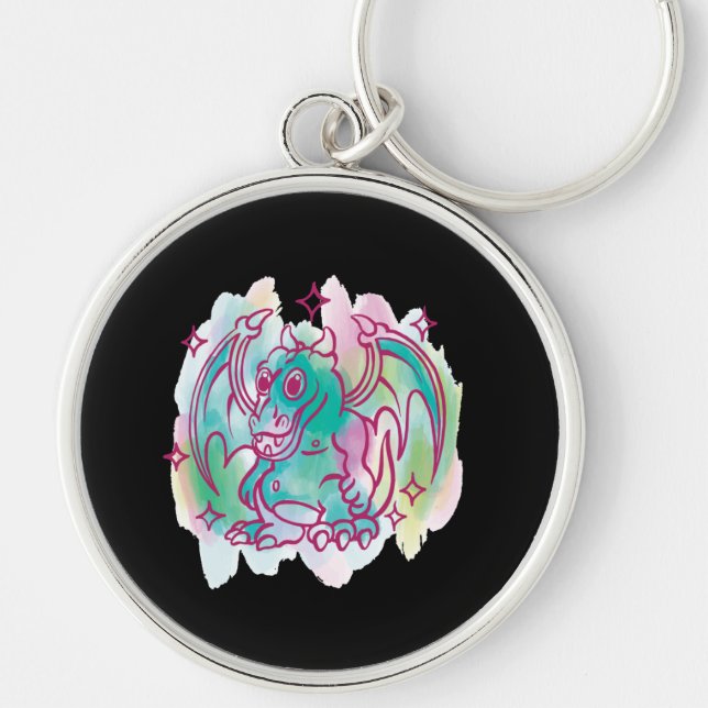 Cute Dragon Fantasy Design Key Ring (Front)