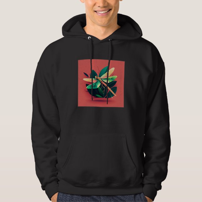 Cute Dragon Fly Illustation Aesthetic Colorful Wom Hoodie (Front)