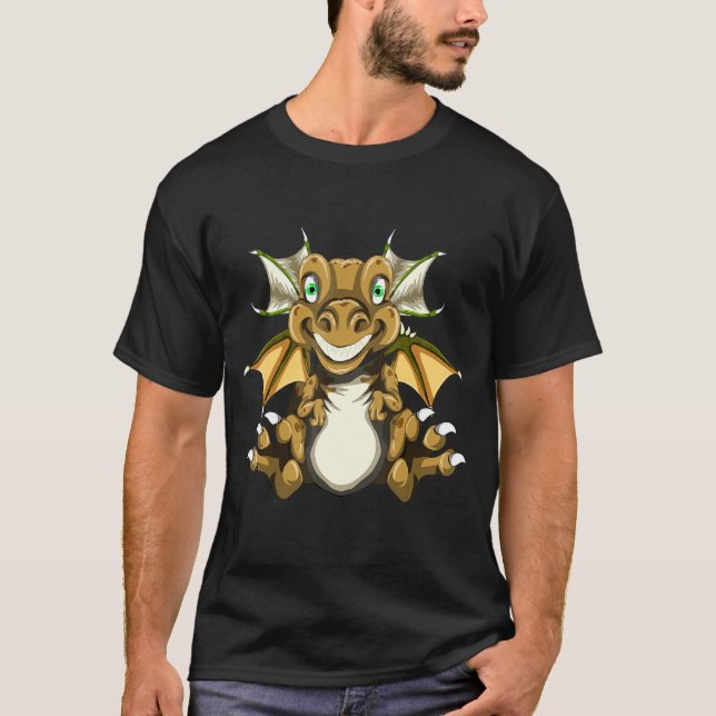 Cute Dragon Flying Mythical Creature Dragon T-Shirt (Front)