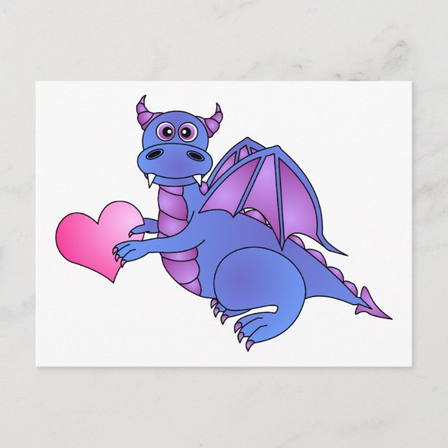 Cute Dragon Heart ( Blue - Pink -Purple ) Postcard (Front)