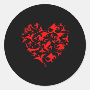 Cute Dragon Heart Valentines Day Animals Dragon Lo Classic Round Sticker
