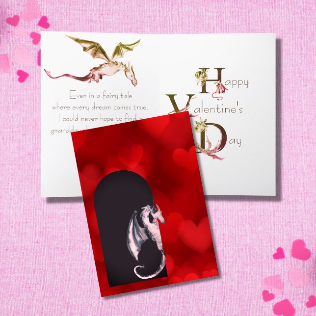 Cute Dragon, Hearts Granddaughter Valentine's Day Card (Creator Uploaded)
