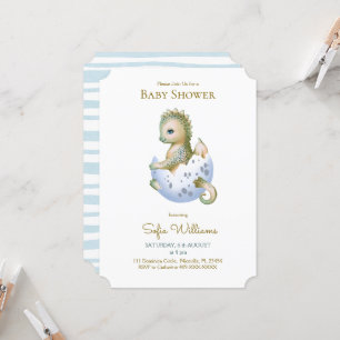 Cute dragon invitation for baby shower.