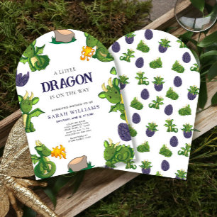 Cute Dragon Is On The Way Gender Neutral Shower Invitation