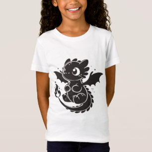 Cute  Dragon Minimalist Black Illustration T-shirt