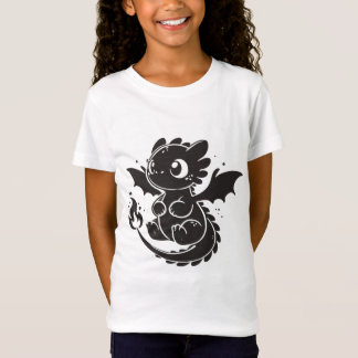 Cute Dragon Minimalist Black Illustration T-shirt