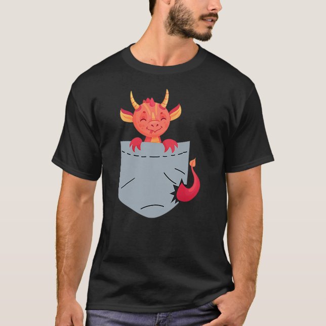 Cute Dragon Pocket Shirt for Kids Dragon (Front)