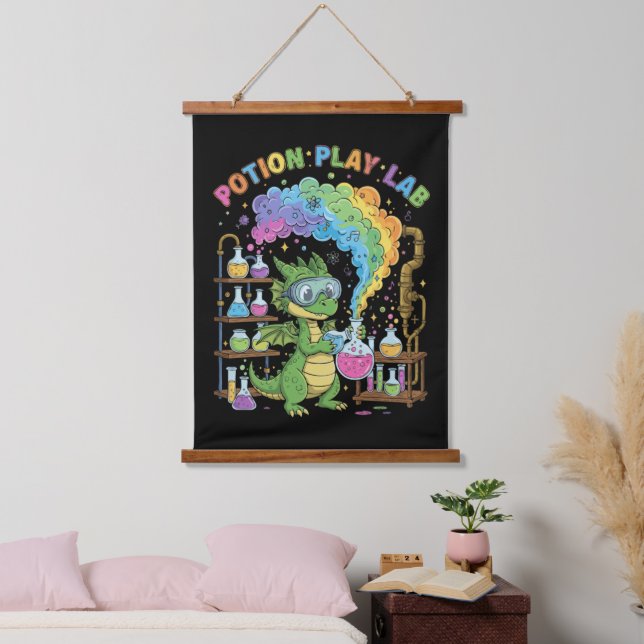  Cute Dragon Scientist | Magical Potion Play Lab Hanging Tapestry (Bedroom)