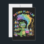 Cute Dragon Scientist | Magical Potion Play Lab Thank You Card<br><div class="desc">Enter the whimsical world of the "Potion Play Lab" with this adorable design! It features a curious little green dragon, complete with safety goggles, joyfully conducting a magical experiment. Watch as he mixes colourful liquids in flasks and beakers, creating a vibrant rainbow of sparkling, musical vapour. This charming illustration perfectly...</div>