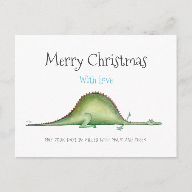 Cute dragon stretched out on the floor postcard (Front)