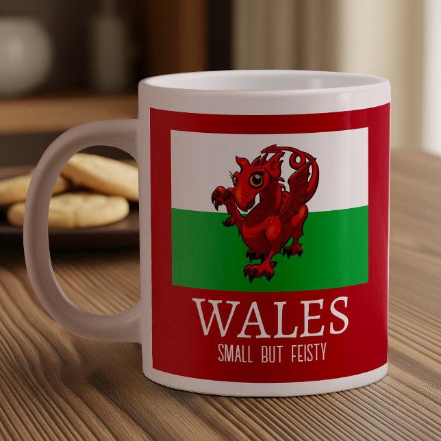 Cute Dragon Wales Small But Feisty Flag Cartoon Large Coffee Mug (Creator Uploaded)