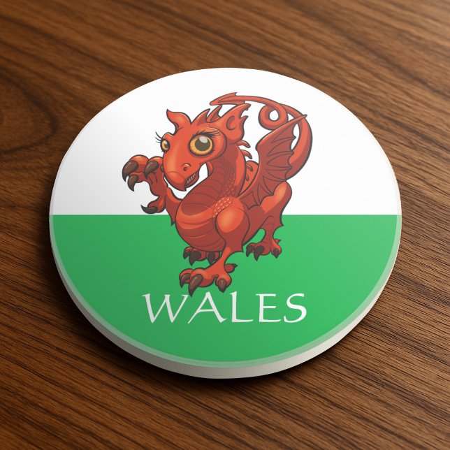 Cute Dragon Wales Welsh Baby Red Dragon Cartoon Coaster (Creator Uploaded)