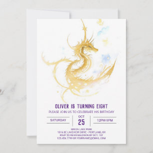 Cute Dragon Whimsy Birthday Invitation