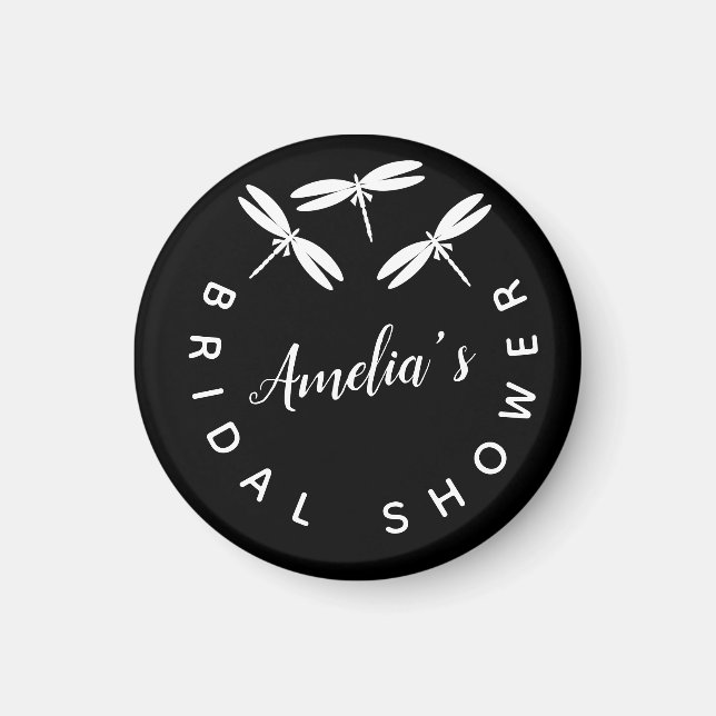 Cute Dragonflies  Black  Bridal Shower   Magnet (Front)