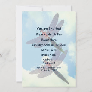 Cute Dragonflies Blue Sky Nature Party Invitation